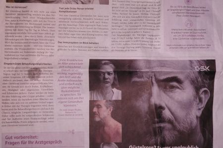 Foto einer Zeitungsseite mit Werbung der Firma GSK