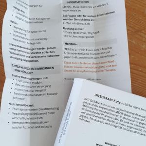Foto MEZIS-Bonbon-Schachtel-Rückseite und Beipackzettelrückseite